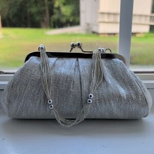 La Regale Metallic Silver Evening Clutch
